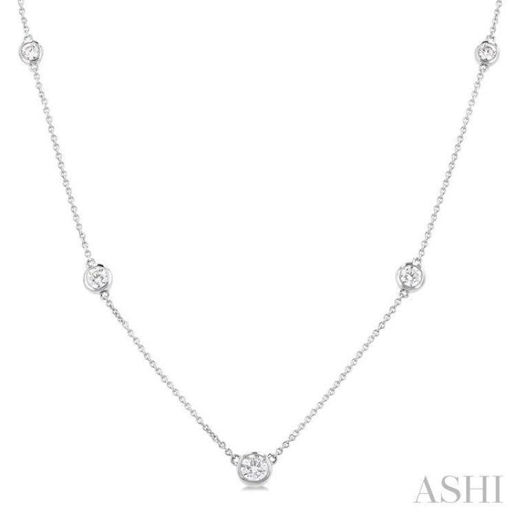 Bezel set clearance diamond station necklace