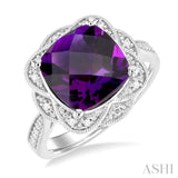 Silver Gemstone & Diamond Ring