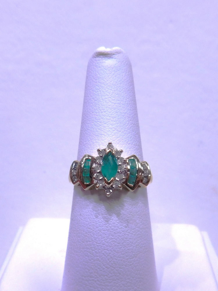 NEW 14 Carat Yellow Gold Emerald & Diamond Ring - Jordans Jewellers